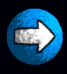A blue textured sphere with a white arrow that changes position across frames, showing the arrow moving from left to right and then disappearing.
