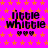 Pixelated text "little Whittle" with three heart symbols on a pink background of orange stars, partially cropped at bottom right.
