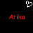 A static image with a black background, white pixelated heart symbol at top center, and two red pixelated 'Atiko' texts below.