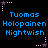 Pixelated text and star motifs on a black background, with blue text reading 'Tuomas Holopainen Nightwish' repeated across the image.