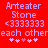 Red background with light purple pixelated text and symbols arranged in two , showing animation changes between frames