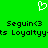 Green background with white pixelated heart icon above black text reading Seguin<3 and Loyaltyyts in two