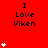 Red background with repeated 'I Love Viken' text and white heart symbols in varying quantities across a