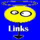 Animated contact sheet showing four frames of a yellow oval character with eyes and rings, displaying movement between positions on a blue background.