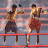 Animated sequence of a shirtless man in red shorts performing boxing and kicking motions on a track with red barriers.