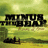 Pixelated image with green background and text elements, featuring a blurred landscape scene on the left side.