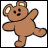 A 3x3 contact sheet of a pixelated teddy bear animation with text frames, showing the bear in various poses and sequential text phrases.