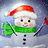 Pixelated snowman wearing red Santa hat and green scarf with text 'HAPPY HOLIDAYS!!!' on red background.