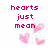 Pixelated pink text and hearts on white background with gray rectangle, conveying a shy romantic message.