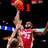 Animated sequence showing basketball player in red jersey #23 performing a dunk, with red text overlays changing across frames.