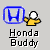 A static icon shows a yellow cartoon figure with white head and arms holding a blue Honda logo, below which is text reading "Honda Buddy" in black.