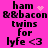Pixelated text on bright pink background with animated heart and star effects, displaying 'ham & &bacon twins for lyfe <3' in black block letters.