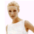 Pixelated image of a person with short light brown hair wearing a white sleeveless top against a plain background.