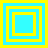 Four square each contain nested yellow and cyan squares on a solid yellow background