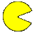 Yellow circular shape with a missing segment on the right side, rendered in pixelated style against gray background.