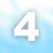 A pixelated white numeral '4' with a light blue outline against a gradient blue background.