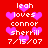 Red background with pink hearts and white text reading 'leah loves connor sherrill 7/15/07' in two identical vertical
