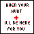 identical pixel art icons with red and black text reading 'WHEN YOUR HURT + I'LL BE HERE FOR YOU' on white backgrounds