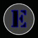 Animated contact sheet of a blue letter E icon rotating through multiple angles on a gray circular background with white border.