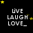 Black background with white text "LIVE LAUGH LOVE_" and yellow stars in various positions across three