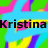 Pixelated abstract composition with repeating text "Kristina" over vibrant multicolored background of green, blue, yellow, and pink shapes.
