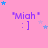 Pink background with repeated "Miah" text and smiley face, surrounded by blue and purple stars in various positions.
