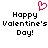 Red pixelated heart symbol above black text reading 'Happy Valentine's Day!' in two identical side-by-side arrangements on a white background.