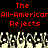 Red pixelated text reads "The All-American Rejects" twice above a of raised hands in grayscale