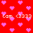 Red background with repeating pink pixelated hearts and white text reading 'Cam <3333' in two horizontal