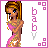 A 6-frame animated contact sheet of a pixel-art doll icon with pink and white color scheme, showing subtle animation changes across frames.