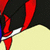 A red and black animated icon with a white curved element, showing motion in the lower-left corner across frames.