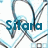 Animated sequence showing text changes over a repeating pattern of blue and black curved lines on white background.