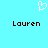 A static pixel art icon with a light blue background, featuring a white heart-shaped cursor above two instances of the name 'Lauren' in dark brown text.
