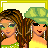 Animated contact sheet of a pixel-art character with brown braided hair wearing green polka-dot top and green cap, cycling through expressions and text panels in 11 frames.