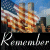 A 3x3 contact sheet of animated frames showing a waving American flag over the Twin Towers with "Remember" text below, each frame displaying slight motion differences in the flag and background.