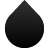 A solid black teardrop-shaped icon with a smooth gradient from dark gray at the top to black at the bottom, set against a light gray background.