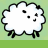 Animated contact sheet of a pixelated sheep character with changing facial expressions and text elements across seven frames on a light green background.