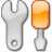 Two pixelated tools: a silver wrench and an orange screwdriver, side-by-side on a gray background.