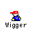 Pixelated character with red cap and blue shirt appears in multiple positions, each labeled 'Wigger' beneath it, with speech bubbles showing 'yo' and 'dawg'.