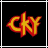 Animated contact sheet showing five frames of a stylized 'CKY' logo with color variations and effects against black backgrounds, each frame bordered by colored outlines.