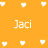 Pixelated orange background with white hearts and repeated "Jaci" text in three distinct arrangements.