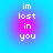 Four identical circular icons arranged in a , each displaying white pixelated text "im lost in you" over a blue-to-pink gradient background