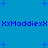 Blue background with scattered light blue plus signs and repeated dark blue text reading "HxMaddiexH" in two horizontal