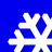 Four white snowflake icons on a solid blue background, arranged in a with no visible animation changes