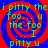 Four identical display a red spiral on blue background with green text reading 'i pitty the foo... u the foo i pitty u' in pixelated font