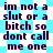 Pixelated text on a blue and white checkered background with star-like patterns, repeating the phrase 'im not a slut or a bitch so dont call me one' in dark purple letters.