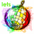 A pixelated disco ball with rainbow reflections and a brown top, surrounded by colorful splatter effects on white background.