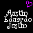 Pixelated white text on black background with purple heart symbol above, two identical versions side-by-side.