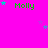 Bright pink background with green text reading 'Molly' and scattered blue and purple stars in a static arrangement.