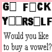 Static pixelated image with black text on white background, framed by pink border; visible text reads 'GO F*CK YOURSELF Would you like to buy a vowel?'